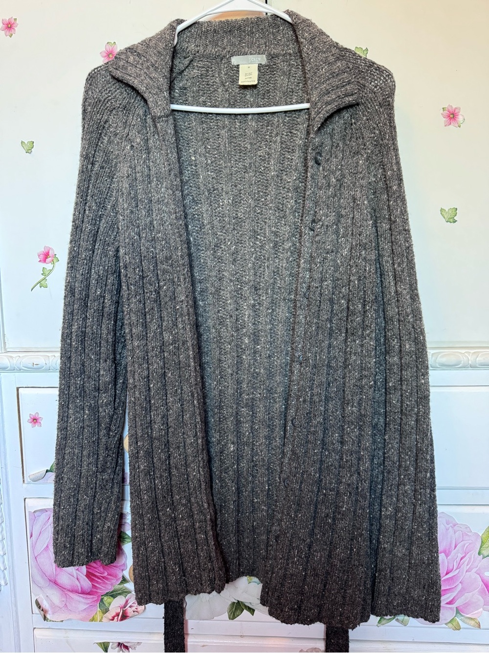 J. Crew Wool Ribbed Belted Cardigan